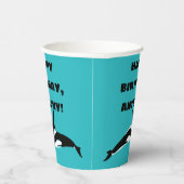 Gobelets En Papier Orcas Killer Whales Turquoise Blue Anniversaire (Droite)