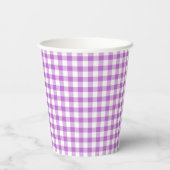 Gobelets En Papier Orchidée Gingham Classique Violet (Verso)