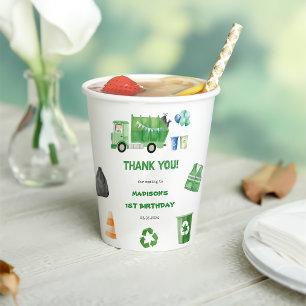 Gobelets En Papier Ordures Camion 1er Anniversaire Coupes de papier d
