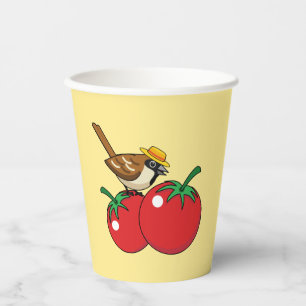 Gobelets En Papier Organic lover Sparrow Eating Red Tomato