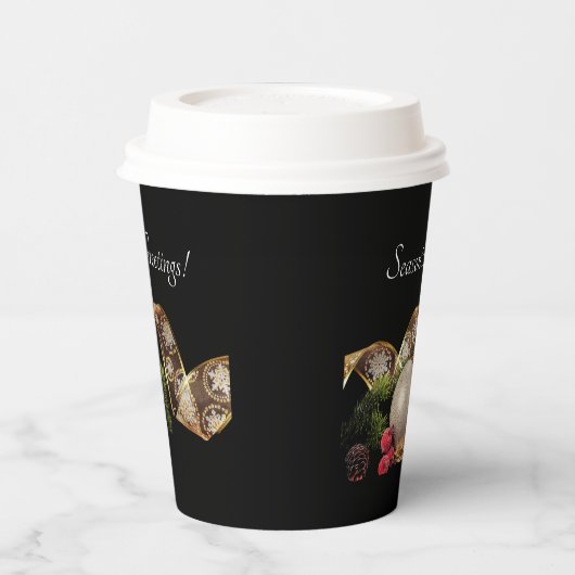Gobelets En Papier Ornament, Evergreen and Gold Ribbon Paper cup (Gauche)