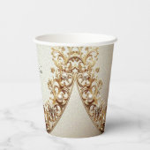 Gobelets En Papier Ornate Gold Flourish Paper Cups (Verso)