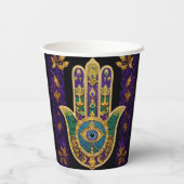 Gobelets En Papier Ornate Gold Troisième Oeil Hamsa (Verso)