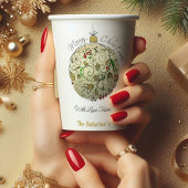 Gobelets En Papier Ornement moderne Elegant Gold Doodle de Noël