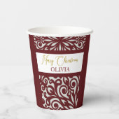 Gobelets En Papier Ornements de Noël à la sculpture rouge (Verso)