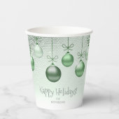 Gobelets En Papier Ornements de Noël Green ID251 (Recto)