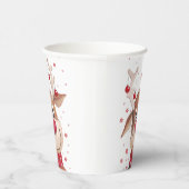 Gobelets En Papier Ornements Rouges Drôles de Renne de Noël (Droite)