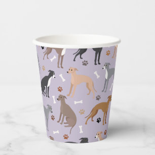 Gobelets En Papier Os et pattes de chien gris italien