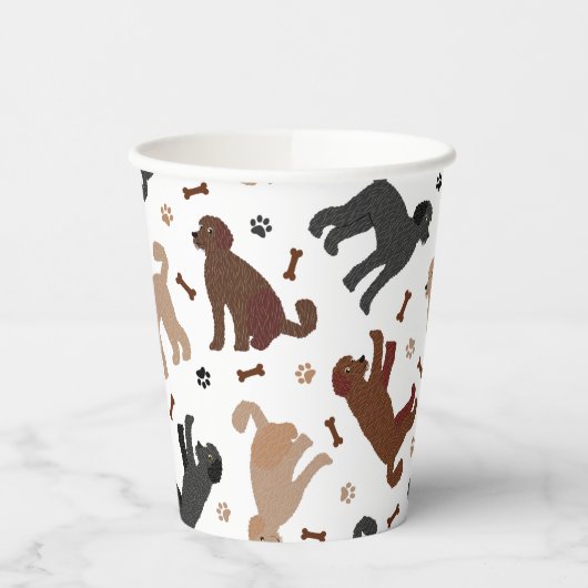 Gobelets En Papier Os et pattes de nouilles de Labradoodle (Gauche)
