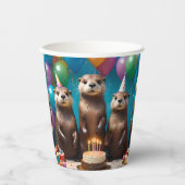 Gobelets En Papier Otter Triplets Anniversaire, (Recto)
