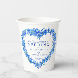 Gobelets En Papier Oubliez-moi pas fleurs coeur bleu mariage