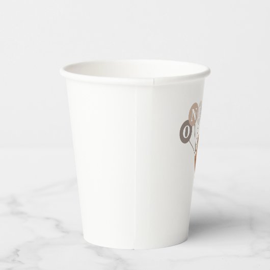 Gobelets En Papier Ours 3 ballons Brown 1er anniversaire (Droite)