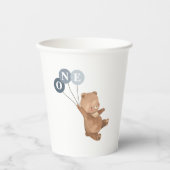Gobelets En Papier Ours avec 3 Ballons Bleus (Recto)
