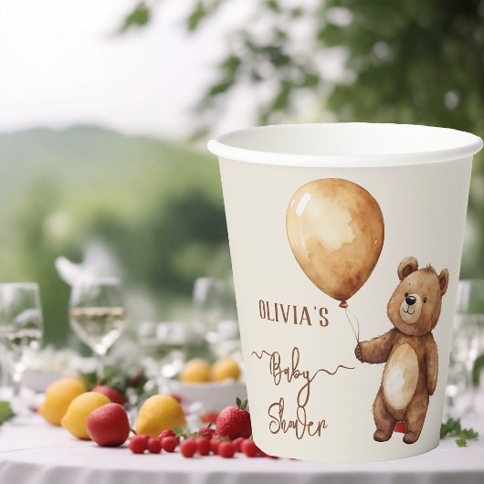 Gobelets En Papier Ours Ballons Nuages Attendre Baby shower Bearly