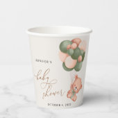 Gobelets En Papier ours bébé, ours en peluche, ballons verts, Baby sh (Verso)