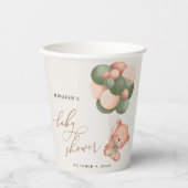 Gobelets En Papier ours bébé, ours en peluche, ballons verts, Baby sh (Recto)