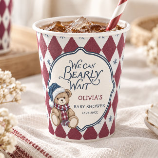 Gobelets En Papier Ours de Noël Garçon Prépa Fête de Bébé