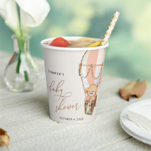 Gobelets En Papier Ours En Conflit, Ballotte À Air Chaud Rose, Baby s