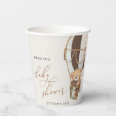 Gobelets En Papier Ours en peluche, Ballon Brown à air chaud, Baby sh (Verso)