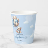 Gobelets En Papier Ours en peluche descendant des ballons bleus (Recto)