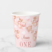 Gobelets En Papier Ours en peluche mignon tenant Ballons bébé fille A (Recto)