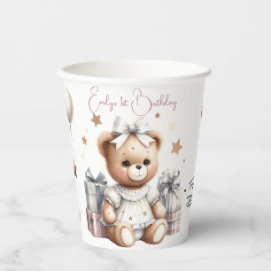 Gobelets En Papier Ours en peluche mignonne avec ballons et cadeaux