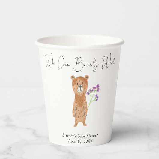 Gobelets En Papier ours en peluche - on peut attendre (Verso)