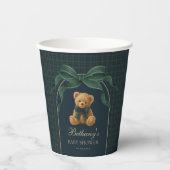 Gobelets En Papier Ours en peluche Polo Preppy vert marine carreaux b (Recto)