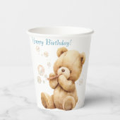Gobelets En Papier Ours en Teddy Balloon beige Anniversaire (Verso)
