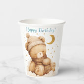 Gobelets En Papier Ours en Teddy Balloon beige Anniversaire (Recto)