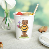 Gobelets En Papier Ours habillé en Bumblebee avec Fleurs