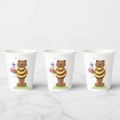 Gobelets En Papier Ours habillé en Bumblebee avec Fleurs