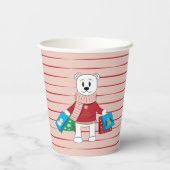 Gobelets En Papier Ours polaire avec sacs à provisions | Red Stripes  (Verso)