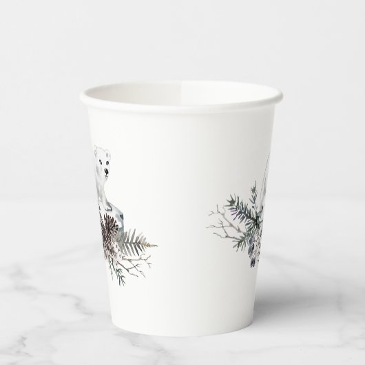 Gobelets En Papier Ours polaire Baby shower d'hiver (Gauche)
