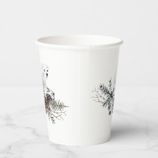 Gobelets En Papier Ours polaire Baby shower d'hiver (Droite)