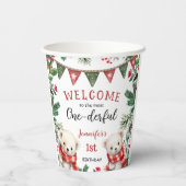 Gobelets En Papier Ours polaire Noël 1er anniversaire (Verso)