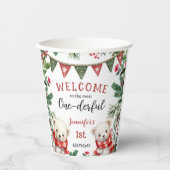 Gobelets En Papier Ours polaire Noël 1er anniversaire (Recto)