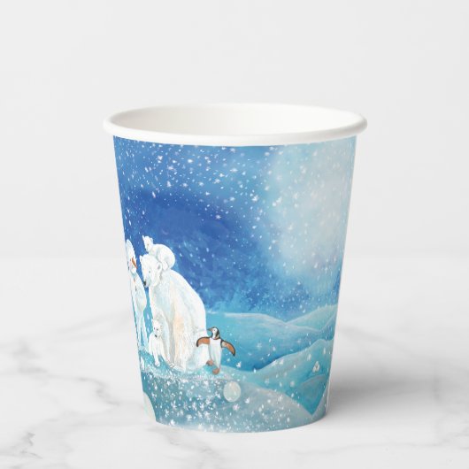 Gobelets En Papier Ours polaires, Renard polaire, Pingouin Empereur & (Verso)