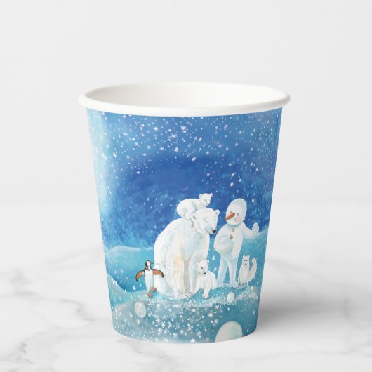 Gobelets En Papier Ours polaires, Renard polaire, Pingouin Empereur & (Recto)