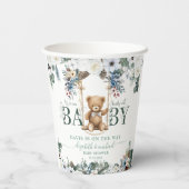 Gobelets En Papier Ours Sur Le Chemin Baby shower Fleurie (Verso)