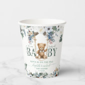 Gobelets En Papier Ours Sur Le Chemin Baby shower Fleurie (Recto)