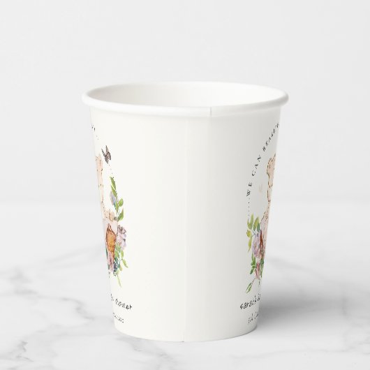 Gobelets En Papier Ours Teddy Mignonne Dans Panier Fleur Baby shower  (Droite)