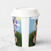 Gobelets En Papier Ours tenant un bouquet de fleurs-30926 (Gauche)