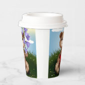 Gobelets En Papier Ours tenant un bouquet de fleurs-30926 (Droite)