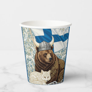 Gobelets En Papier Ours viking finlandais, renard arctique Art Nouvea