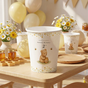 Gobelets En Papier Ourson Floral Fête de Naissance