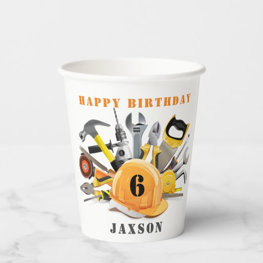 Gobelets En Papier Outils customisés Petit Handyman Anniversaire (Verso)