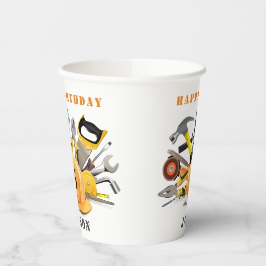 Gobelets En Papier Outils customisés Petit Handyman Anniversaire (Gauche)