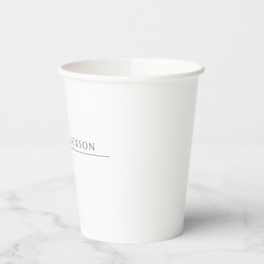 Gobelets En Papier Own Name Calligraphy Chic Plain Simple Black White (Gauche)