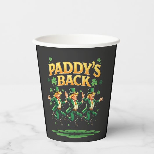 Gobelets En Papier Paddy's Back Funny Trump St Patrick Day Leopard (Recto)